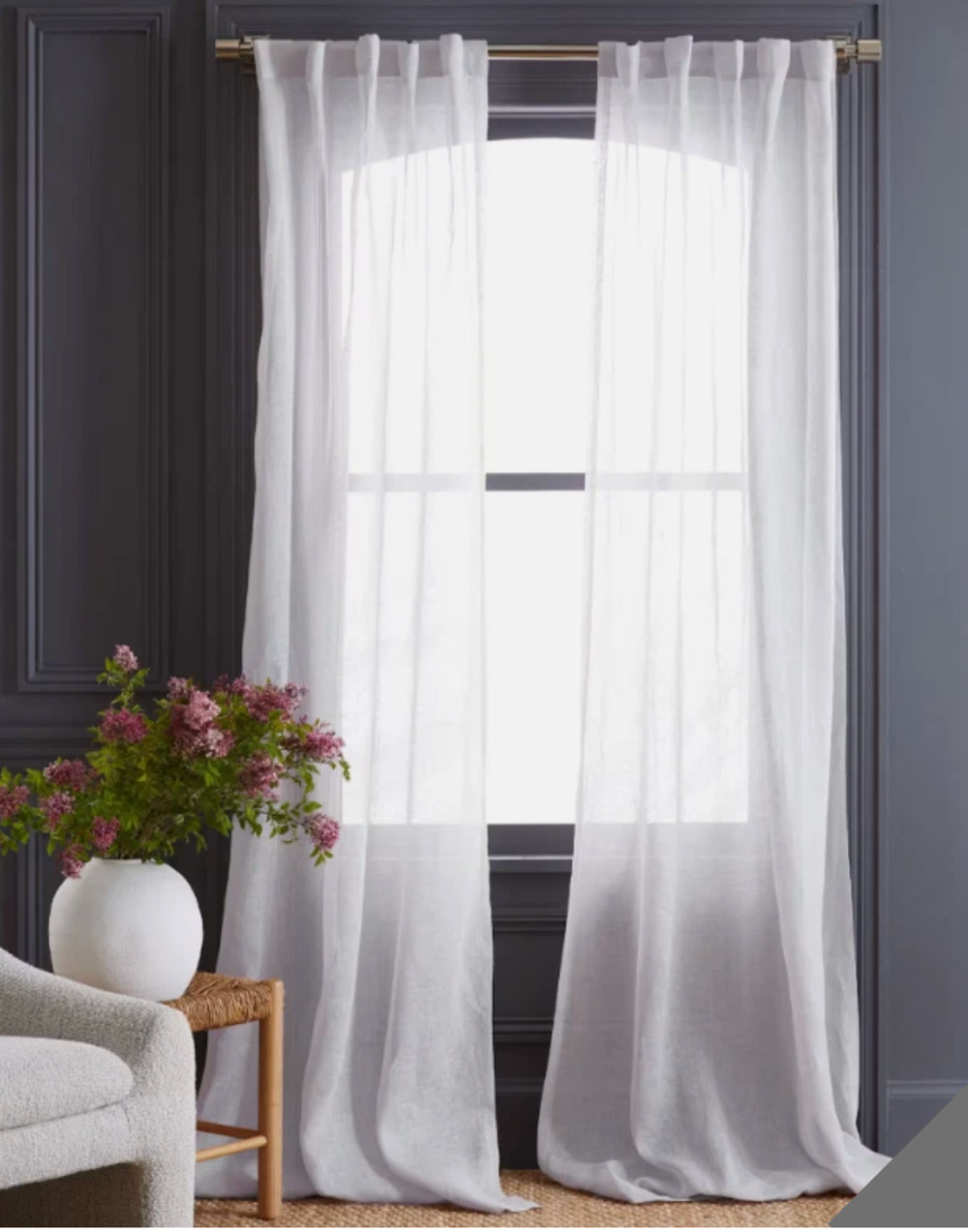 NWOT Quince European Linen Sheer Curtains 48x96 White Set 2 Panels